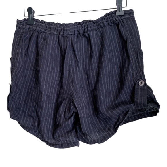 Free People Womens Linen Shorts Size 8 Navy with White Stripes - Picture 4 of 6